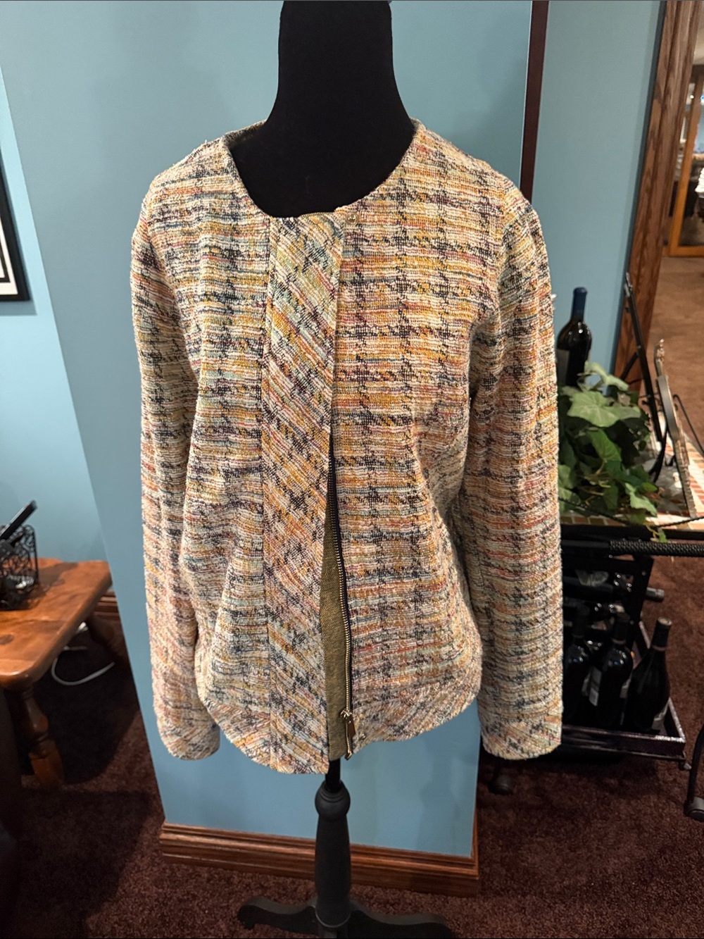 Liverpool Multicolor Tweed Zip-Front Jacket